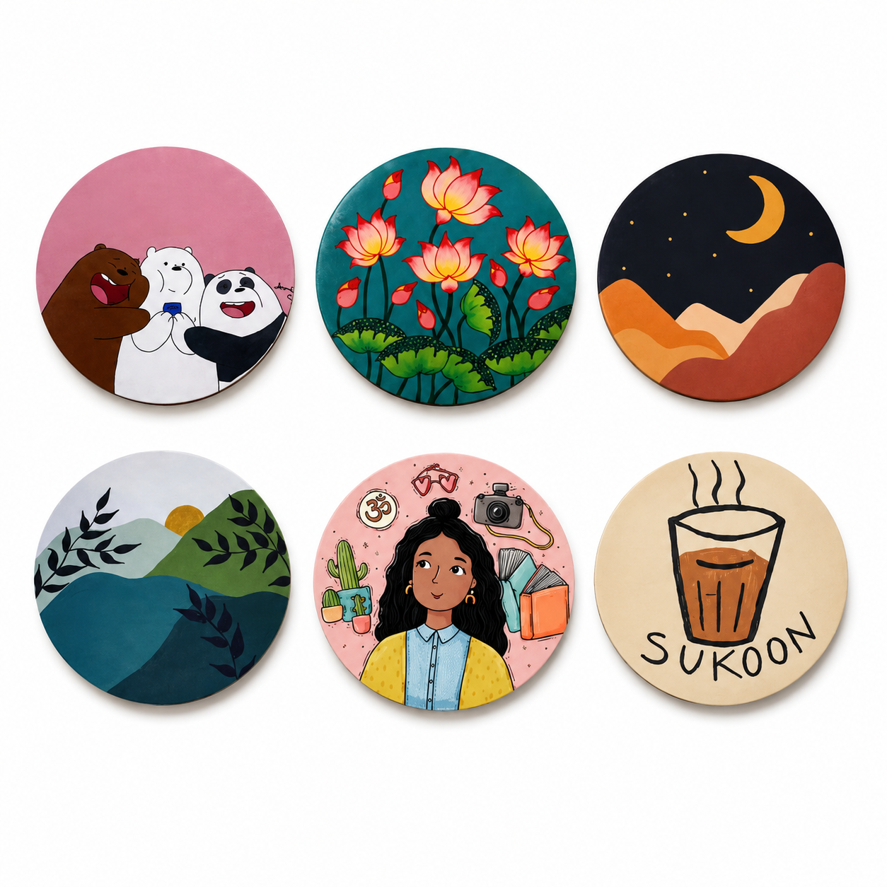 Personalized Round MDF Coaster pack of 4