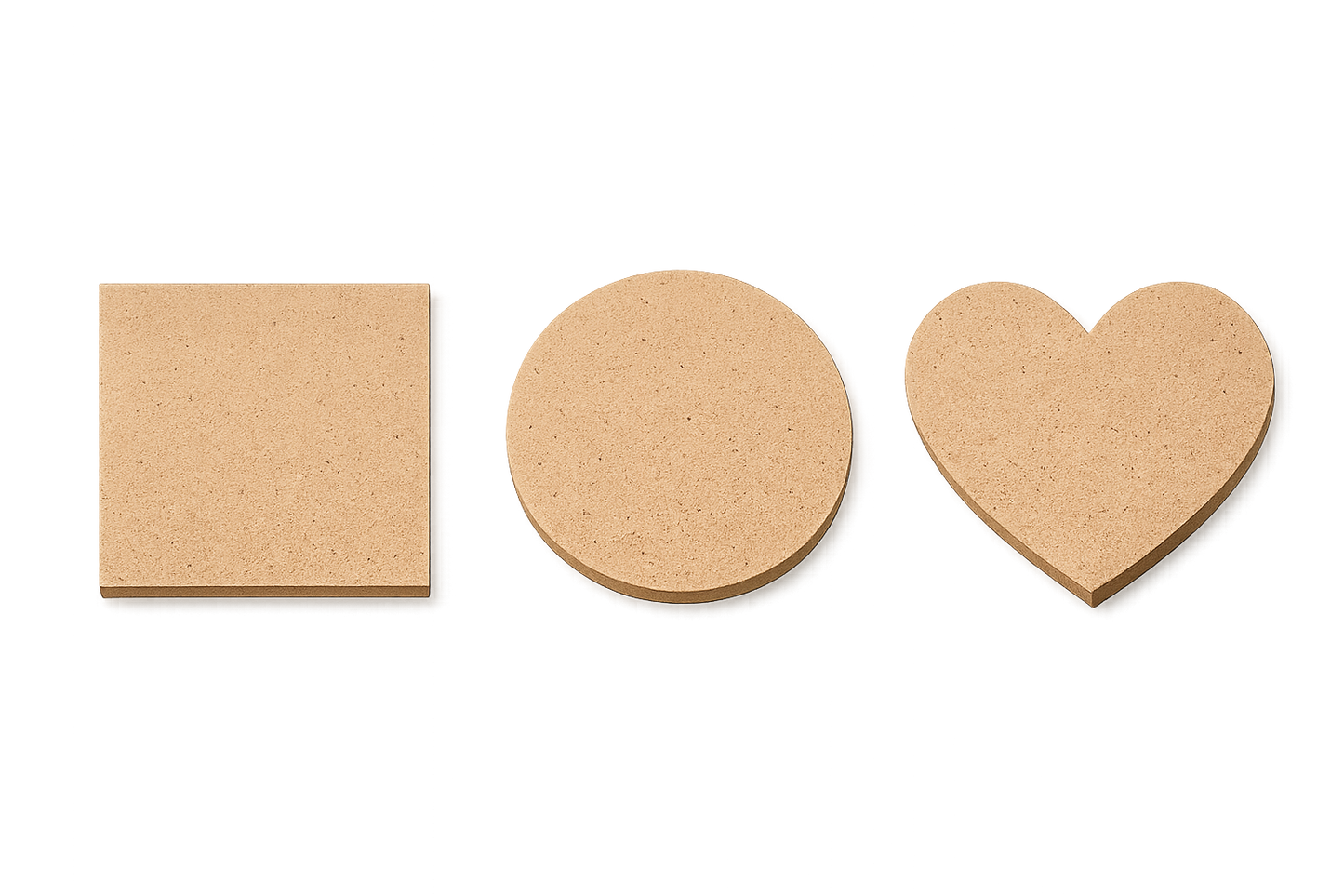 MDF Cutout | Square, Round & Heart Shape 3x3inch pack of 10