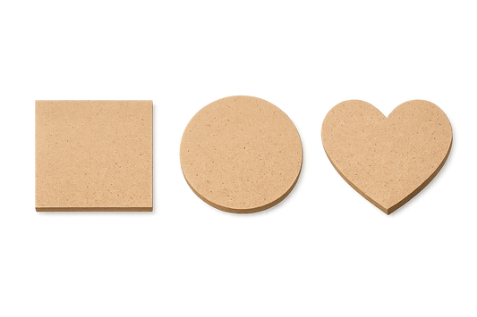 MDF Cutout | Square, Round & Heart Shape 3x3inch pack of 10